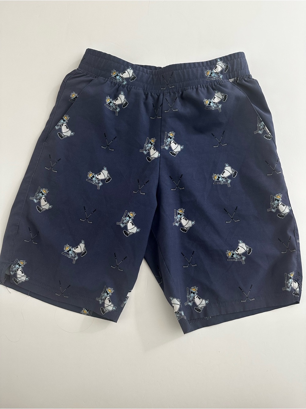 GOAT USA Kids Navy Hockey Shorts, Boys 8Y, Athletic Lounge Elastic Waist